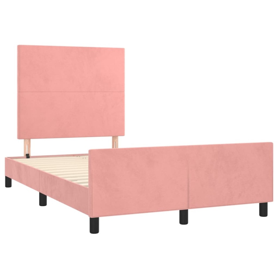Estructura de cama sin colchón terciopelo rosa 120x200