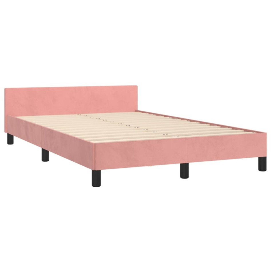 Estructura de cama sin colchón terciopelo rosa 120x200