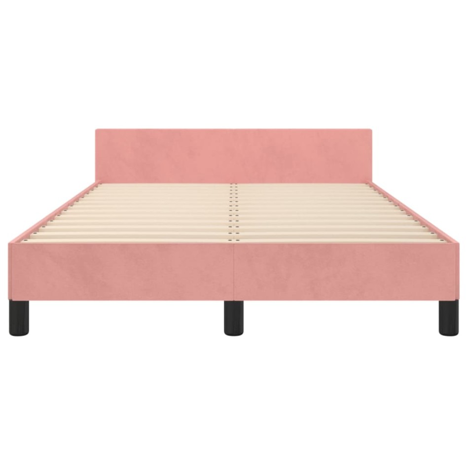 Estructura de cama sin colchón terciopelo rosa 120x200