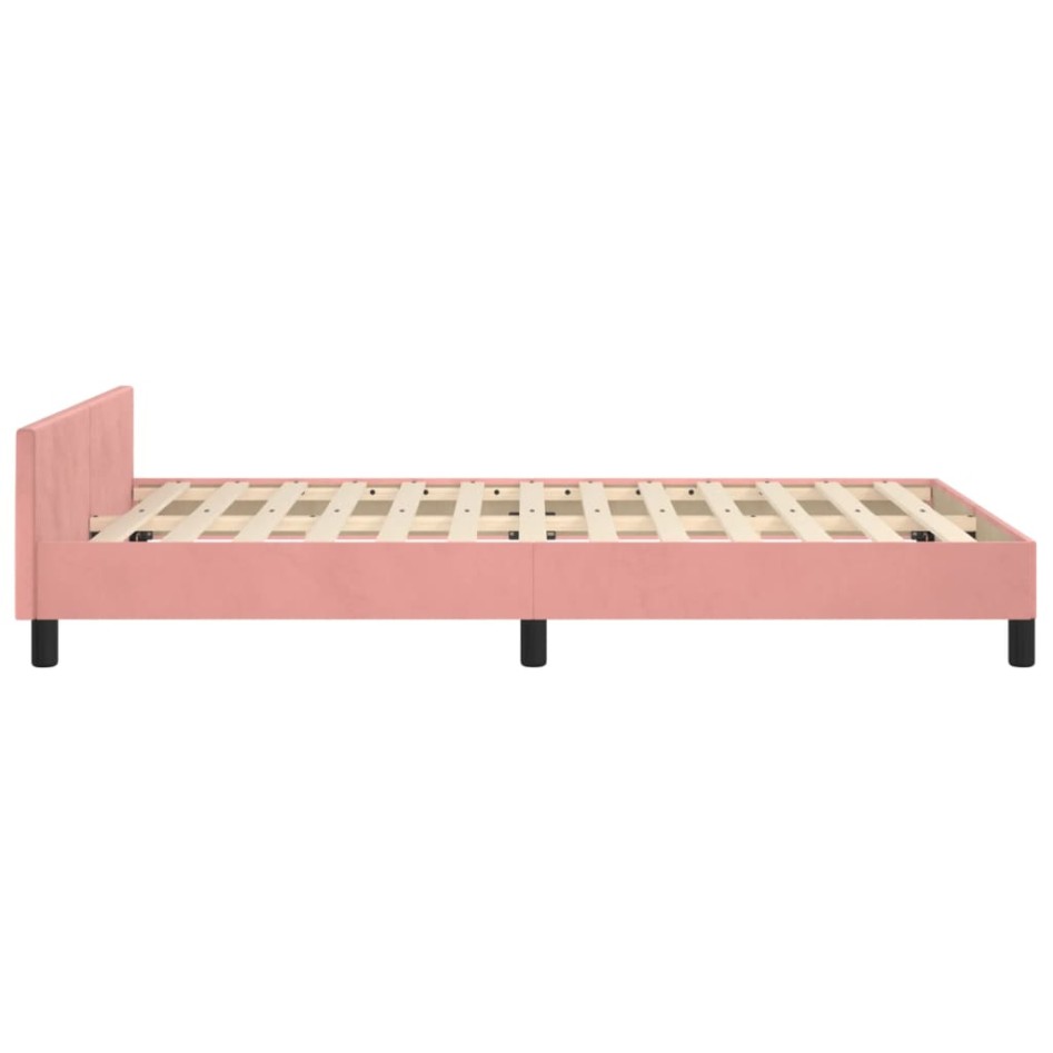 Estructura de cama sin colchón terciopelo rosa 120x200