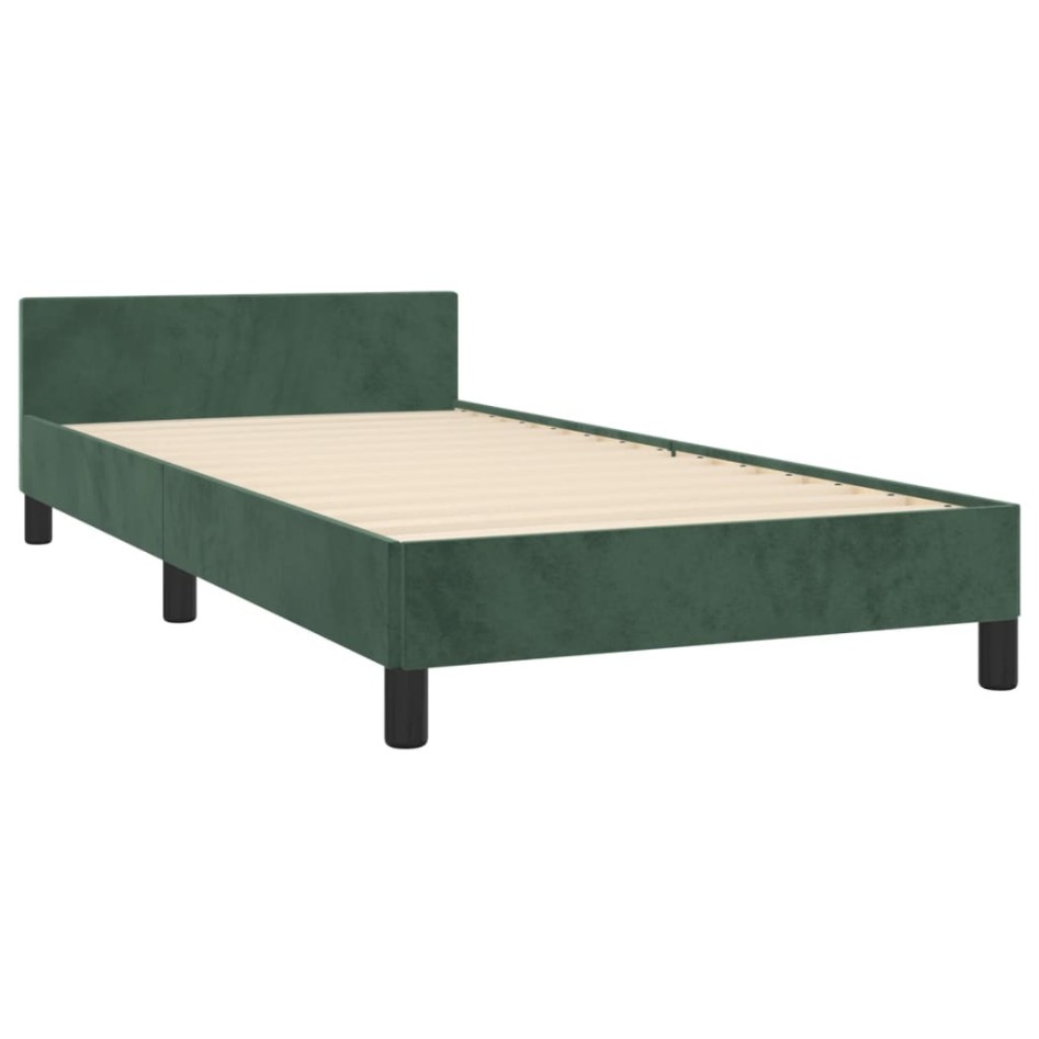 Estructura de cama sin colchón terciopelo verde oscuro