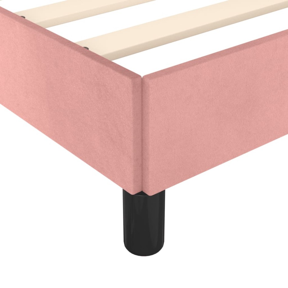 Estructura de cama sin colchón terciopelo rosa 160x200