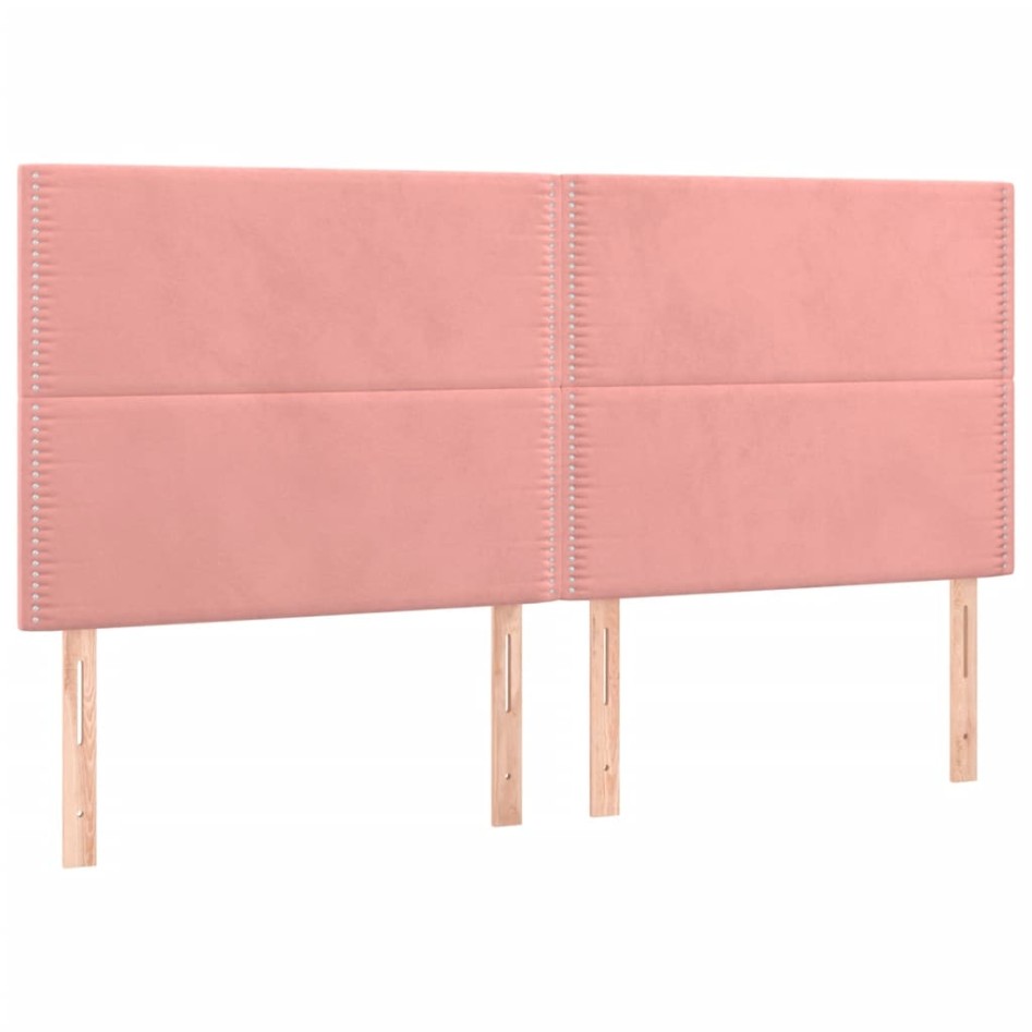 Estructura de cama sin colchón terciopelo rosa 160x200