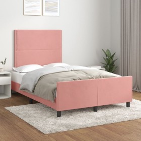 Estructura de cama sin colchón terciopelo rosa 120x200