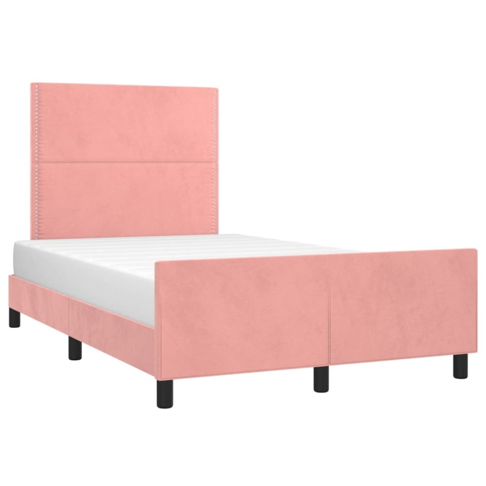 Estructura de cama sin colchón terciopelo rosa 120x200