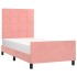 Estructura de cama sin colchón terciopelo rosa 90x190