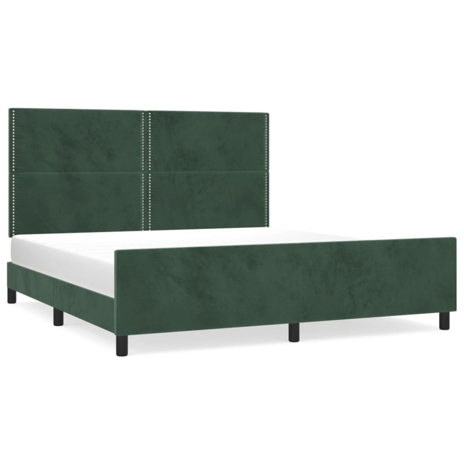 Estructura cama con cabecero terciopelo verde oscuro 180x200