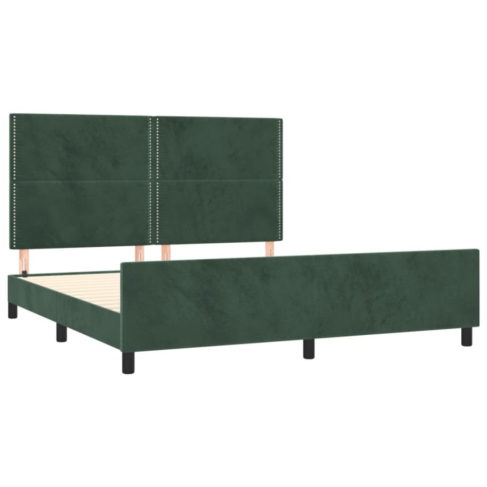 Estructura cama con cabecero terciopelo verde oscuro 180x200