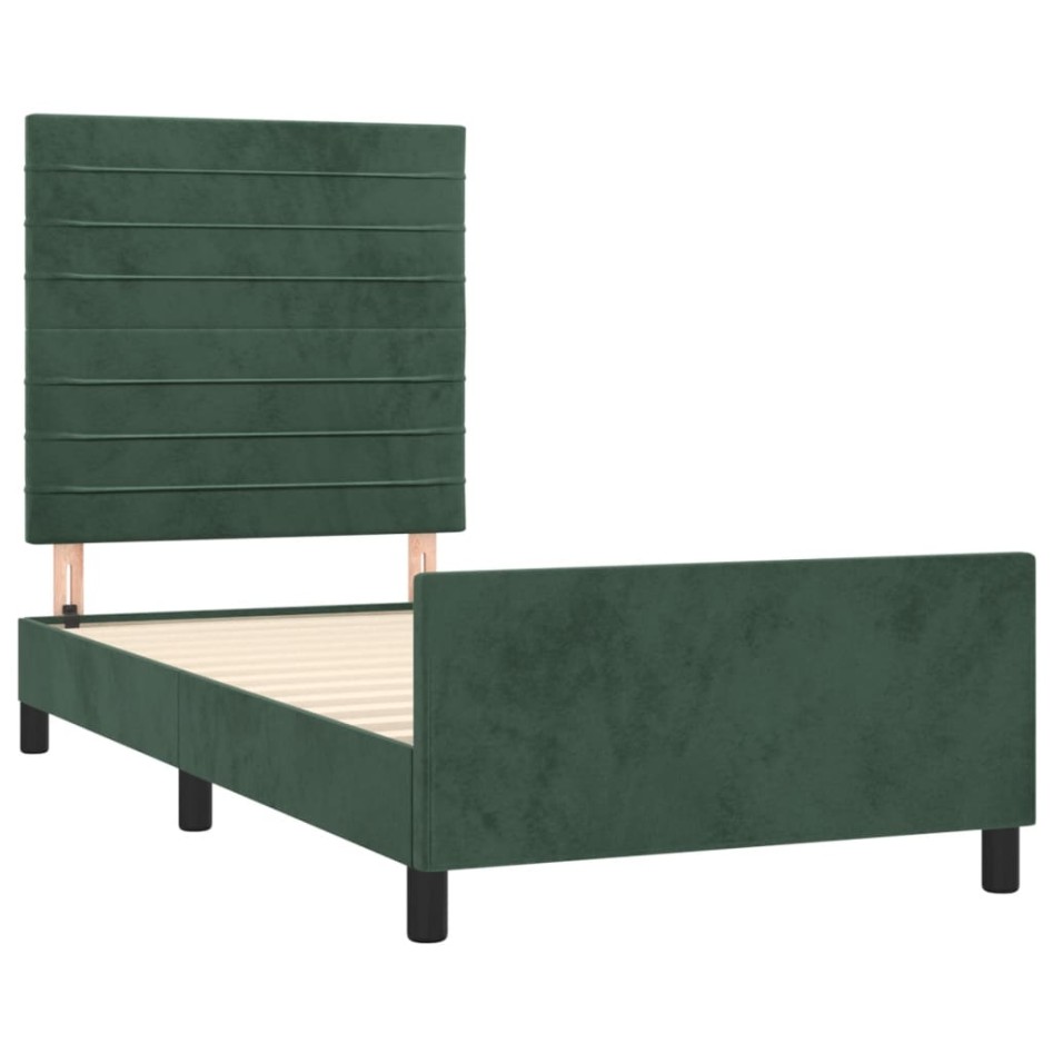 Estructura de cama sin colchón terciopelo verde oscuro