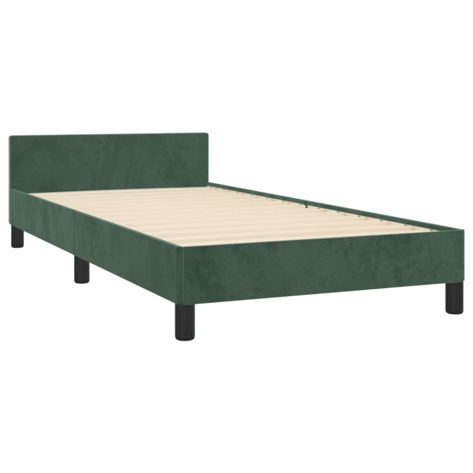 Estructura de cama sin colchón terciopelo verde oscuro
