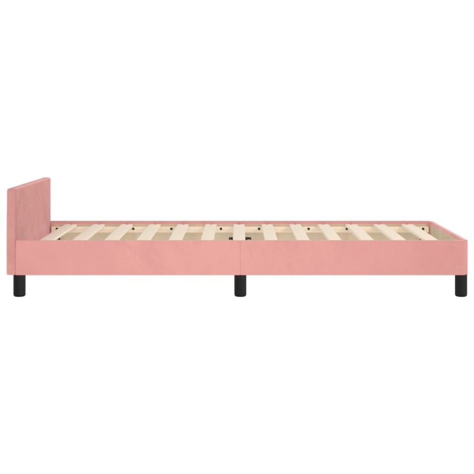 Estructura de cama sin colchón terciopelo rosa 90x190