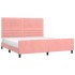Estructura de cama sin colchón terciopelo rosa 160x200