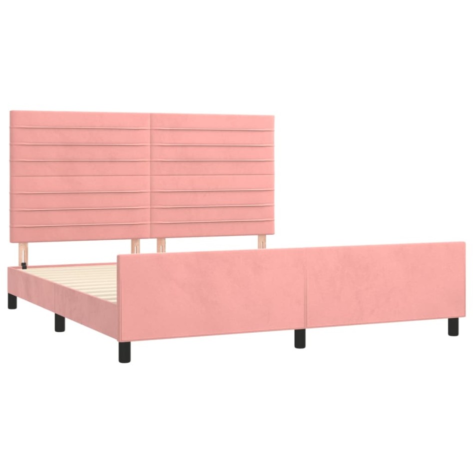 Estructura de cama sin colchón terciopelo rosa 160x200