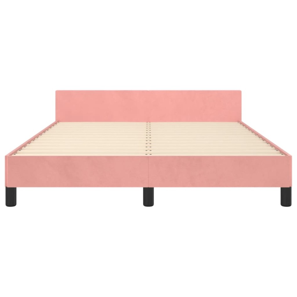 Estructura de cama sin colchón terciopelo rosa 140x190