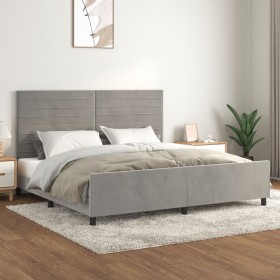 Estructura de cama sin colchón terciopelo gris claro 200x200