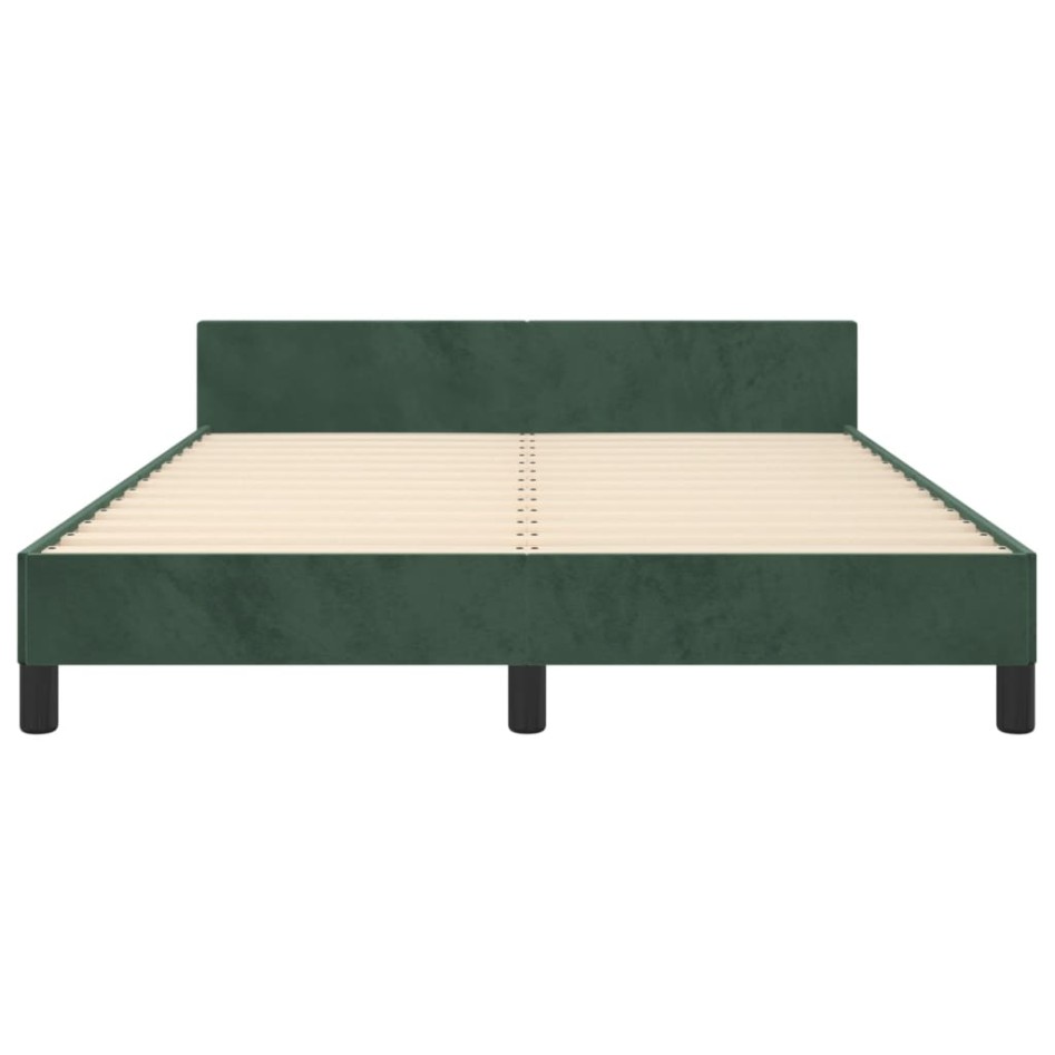 Estructura cama sin colchón terciopelo verde oscuro 140x190