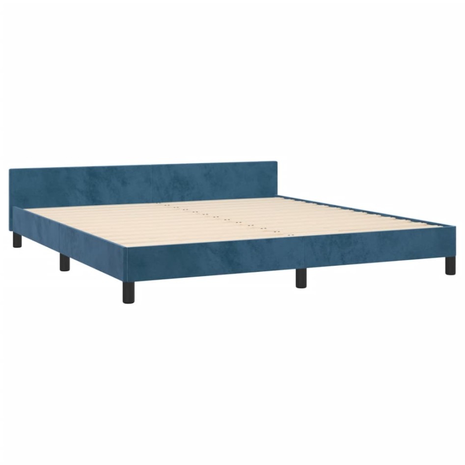 Estructura cama con cabecero terciopelo azul oscuro 180x200