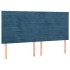 Estructura cama con cabecero terciopelo azul oscuro 180x200