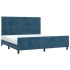Estructura cama con cabecero terciopelo azul oscuro 180x200