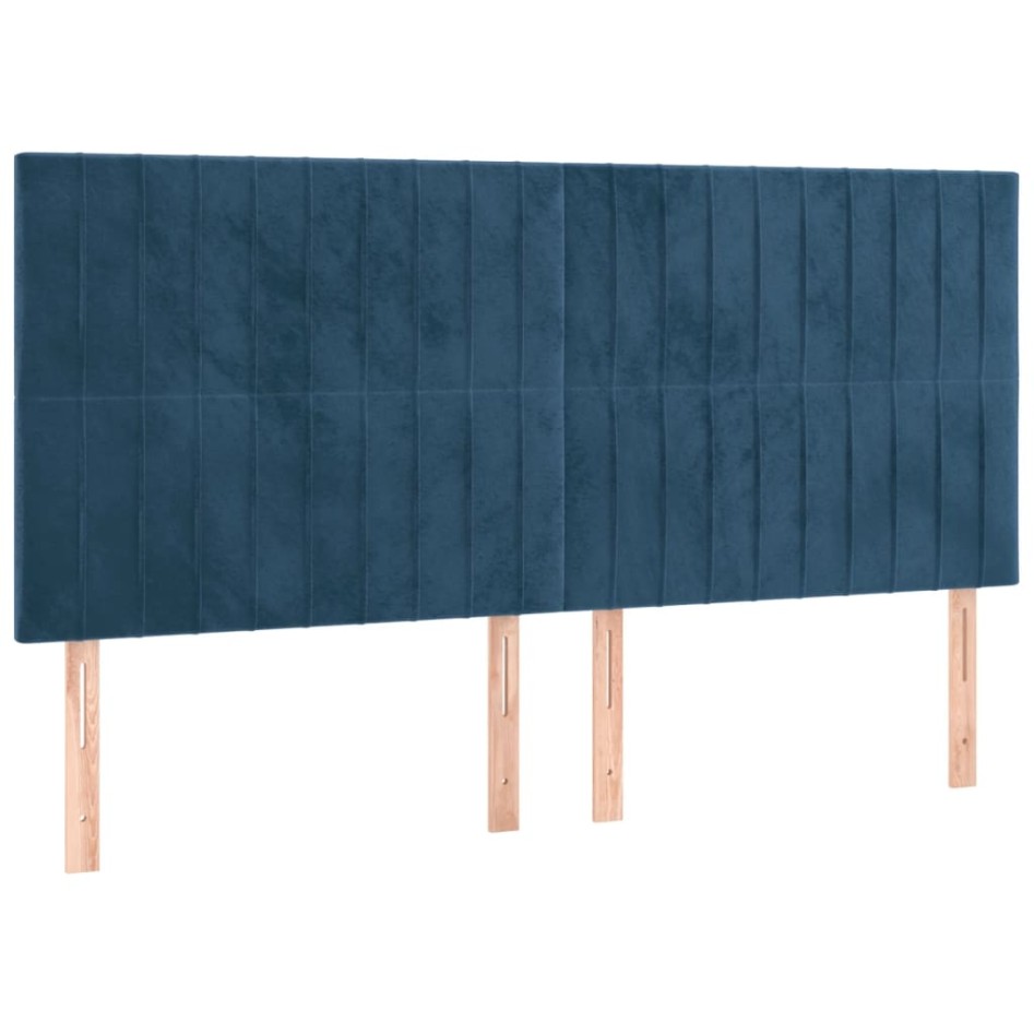Estructura cama con cabecero terciopelo azul oscuro 180x200