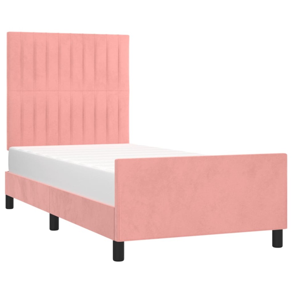 Estructura de cama sin colchón terciopelo rosa 80x200