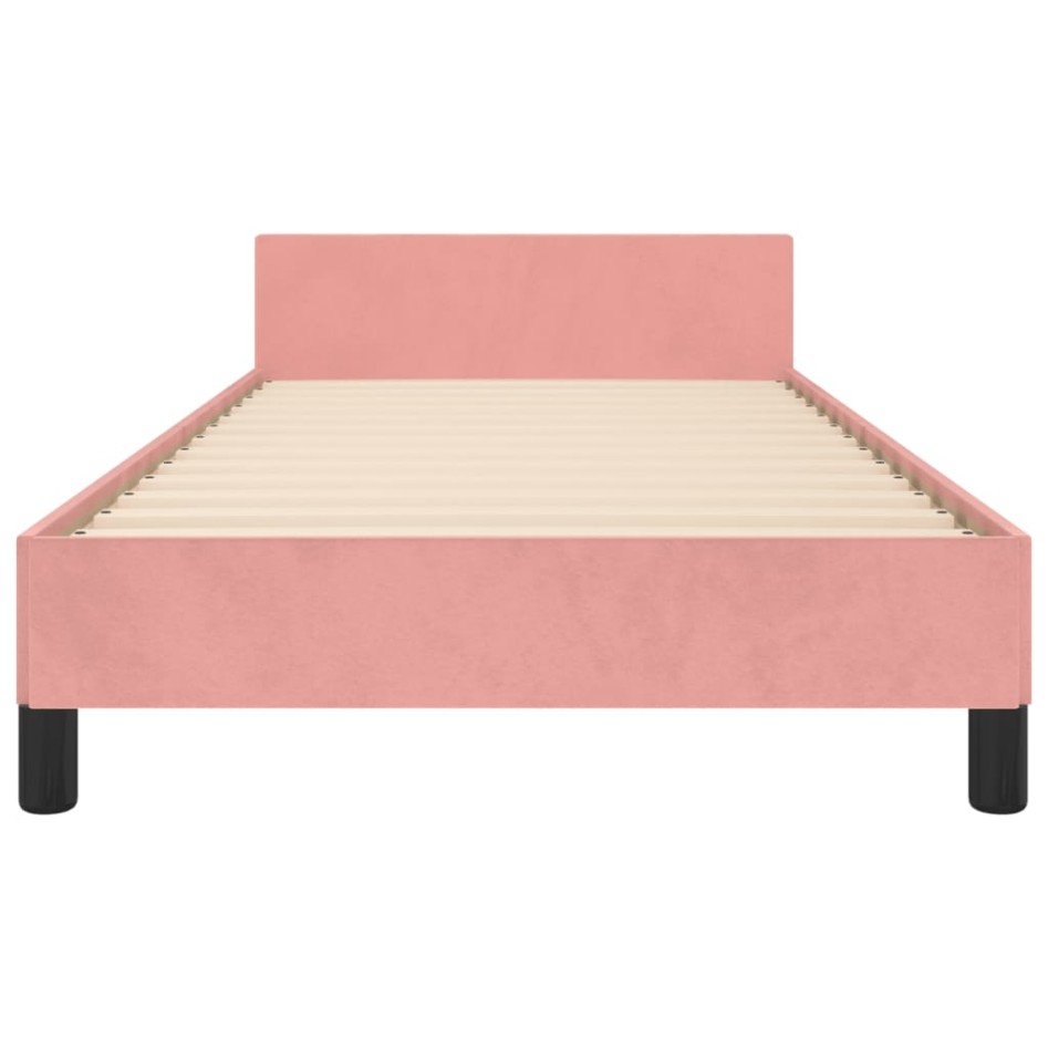 Estructura de cama sin colchón terciopelo rosa 80x200