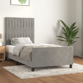 Estructura de cama sin colchón terciopelo gris claro 80x200