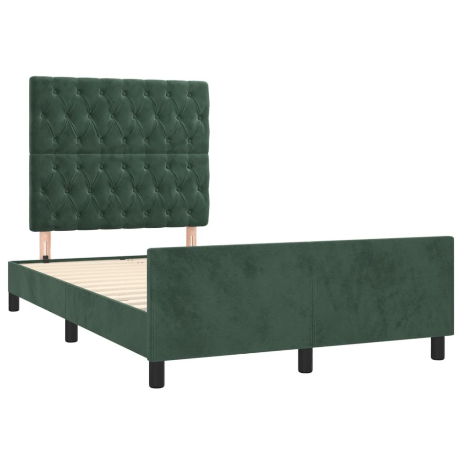Estructura cama sin colchón terciopelo verde oscuro 120x200