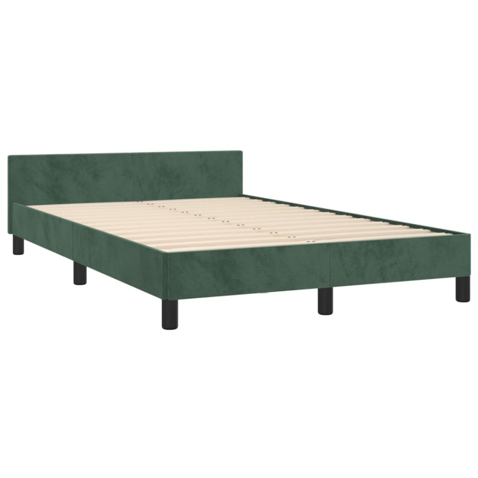Estructura cama sin colchón terciopelo verde oscuro 120x200