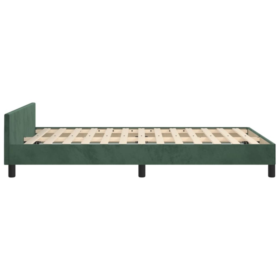 Estructura cama sin colchón terciopelo verde oscuro 120x200