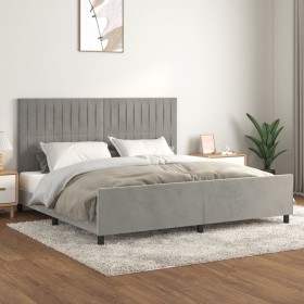 Estructura de cama sin colchón terciopelo gris claro 200x200