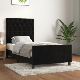 Estructura de cama sin colchón terciopelo negro 80x200