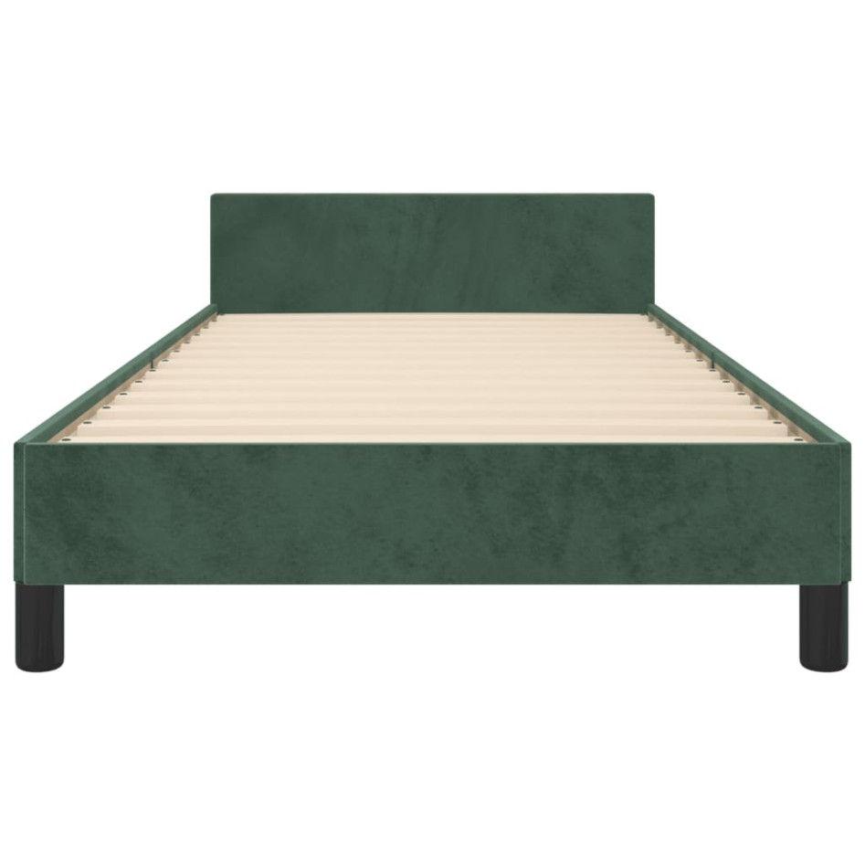 Estructura cama sin colchón terciopelo verde oscuro 100x200