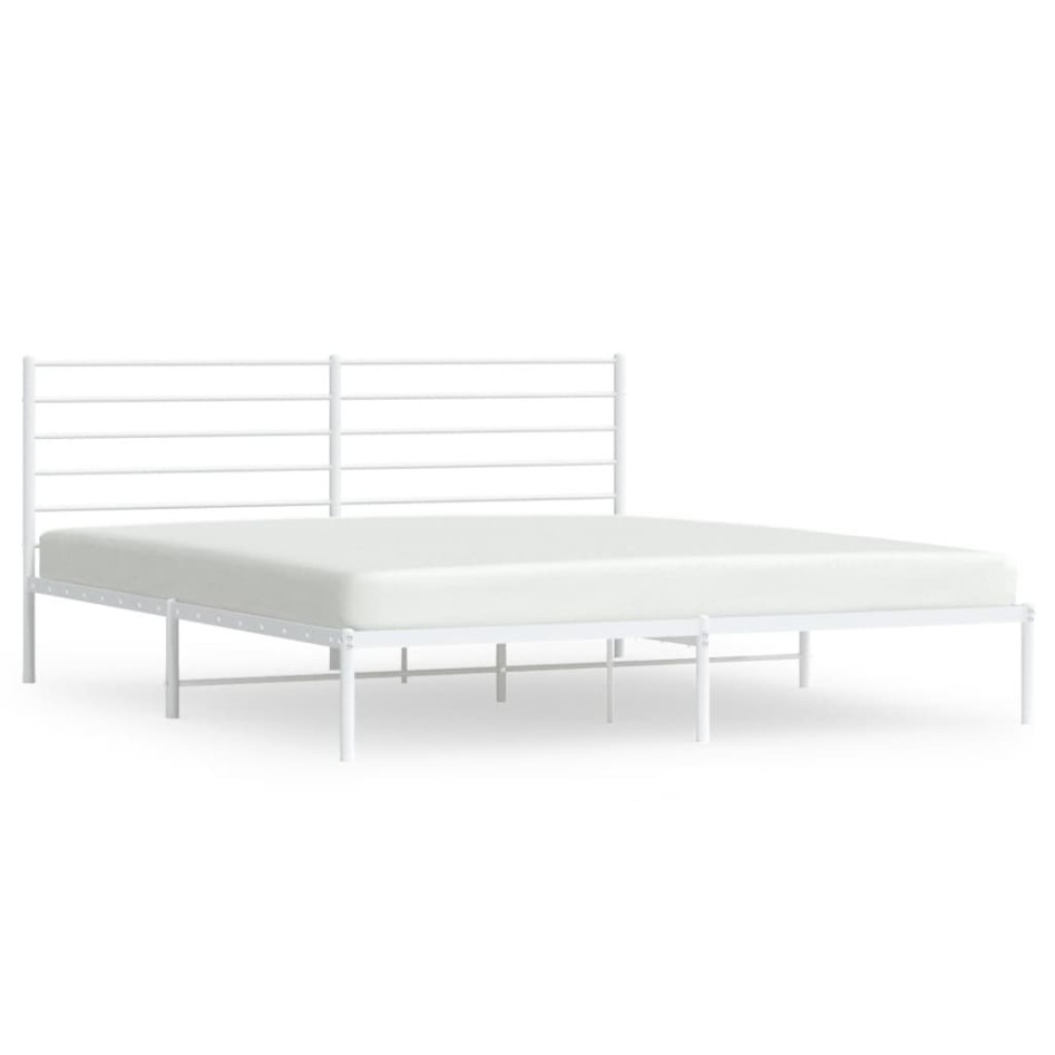 Estructura de cama con cabecero metal blanca 200x200