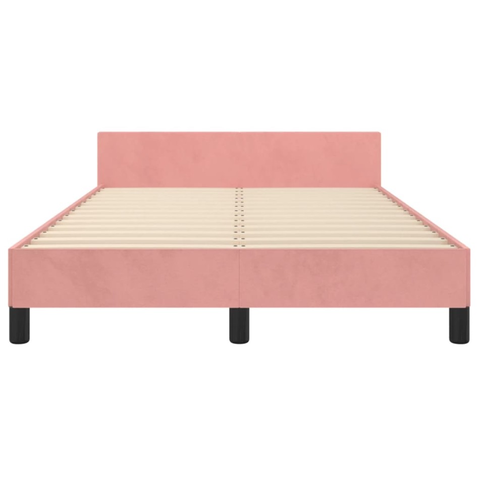 Estructura de cama sin colchón terciopelo rosa 120x200