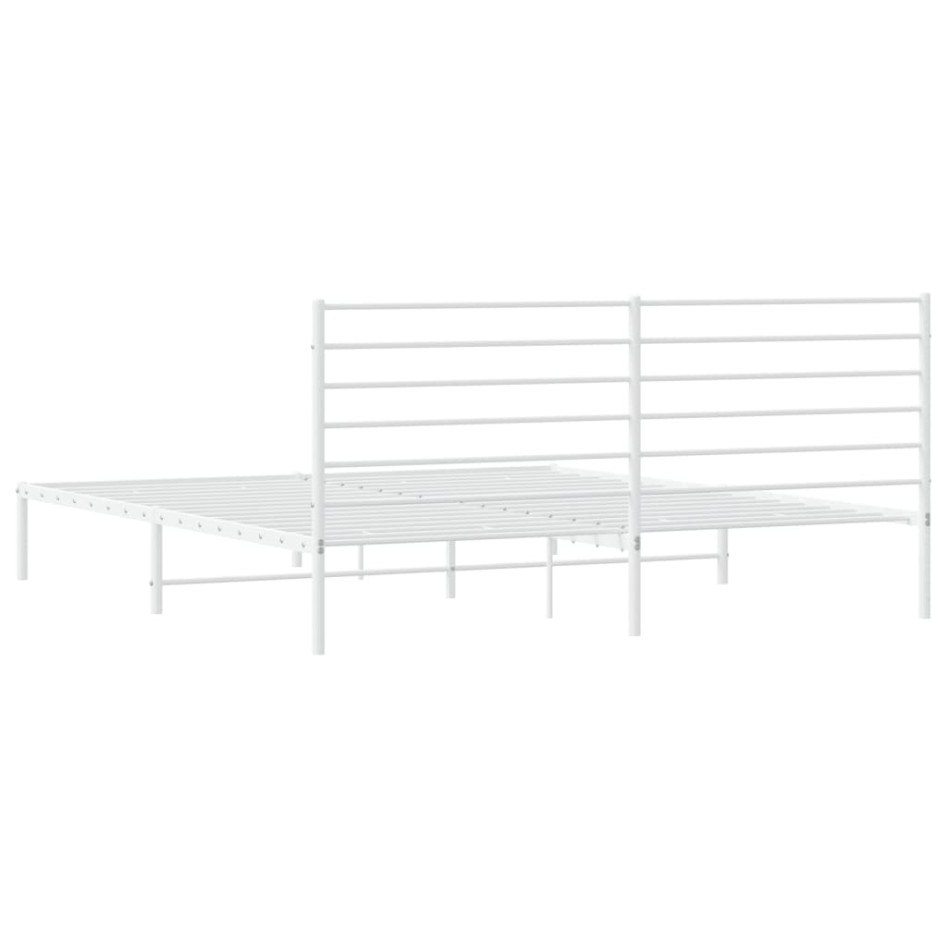 Estructura de cama con cabecero metal blanca 200x200