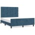 Estructura de cama sin colchón terciopelo azul oscuro