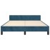 Estructura de cama sin colchón terciopelo azul oscuro