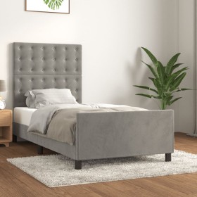 Estructura de cama sin colchón terciopelo gris claro 80x200