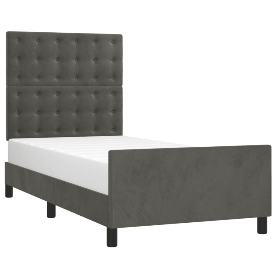 Estructura de cama sin colchón terciopelo gris oscuro 90x200