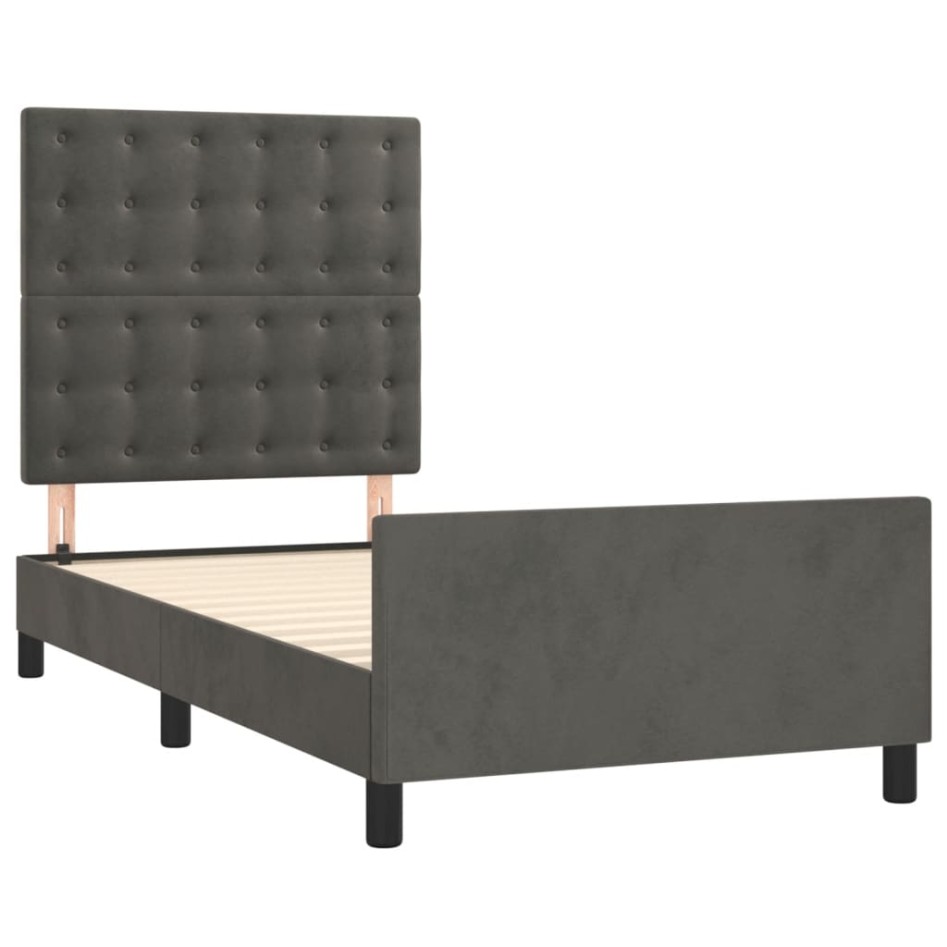 Estructura de cama sin colchón terciopelo gris oscuro 90x200