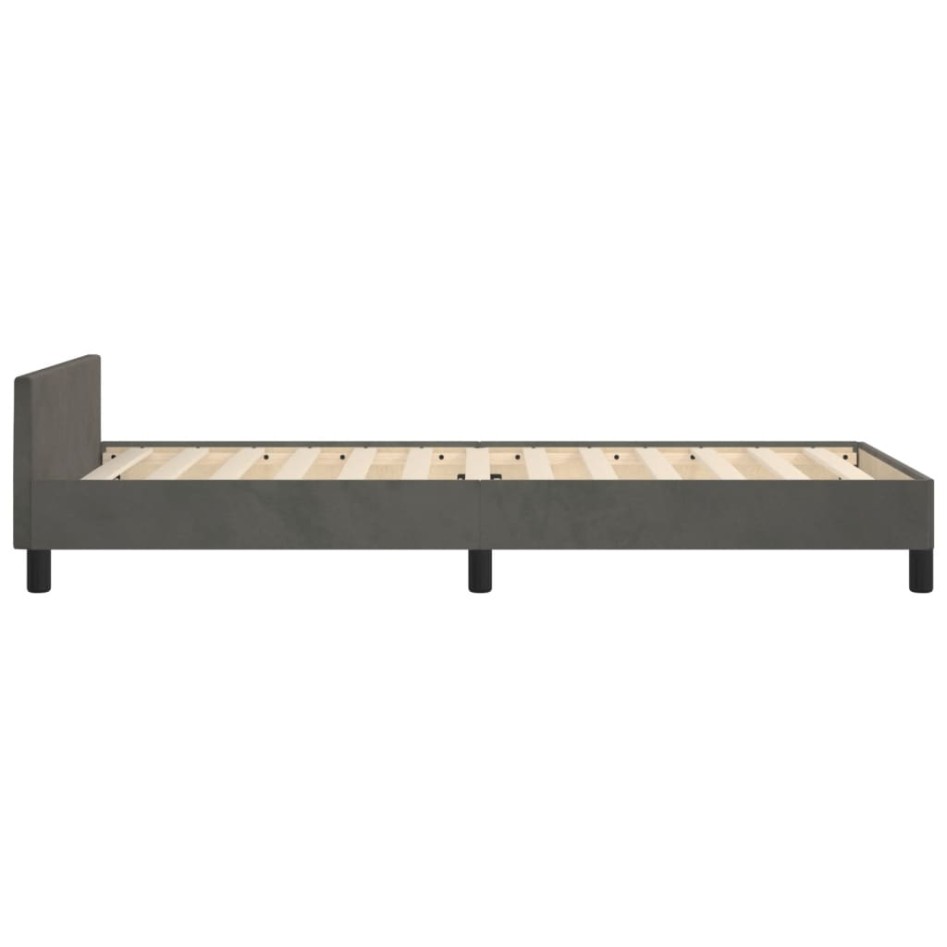 Estructura de cama sin colchón terciopelo gris oscuro 90x200