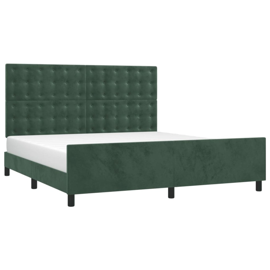 Estructura cama con cabecero terciopelo verde oscuro 180x200
