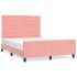 Estructura de cama sin colchón terciopelo rosa 140x190