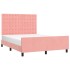 Estructura de cama sin colchón terciopelo rosa 140x190