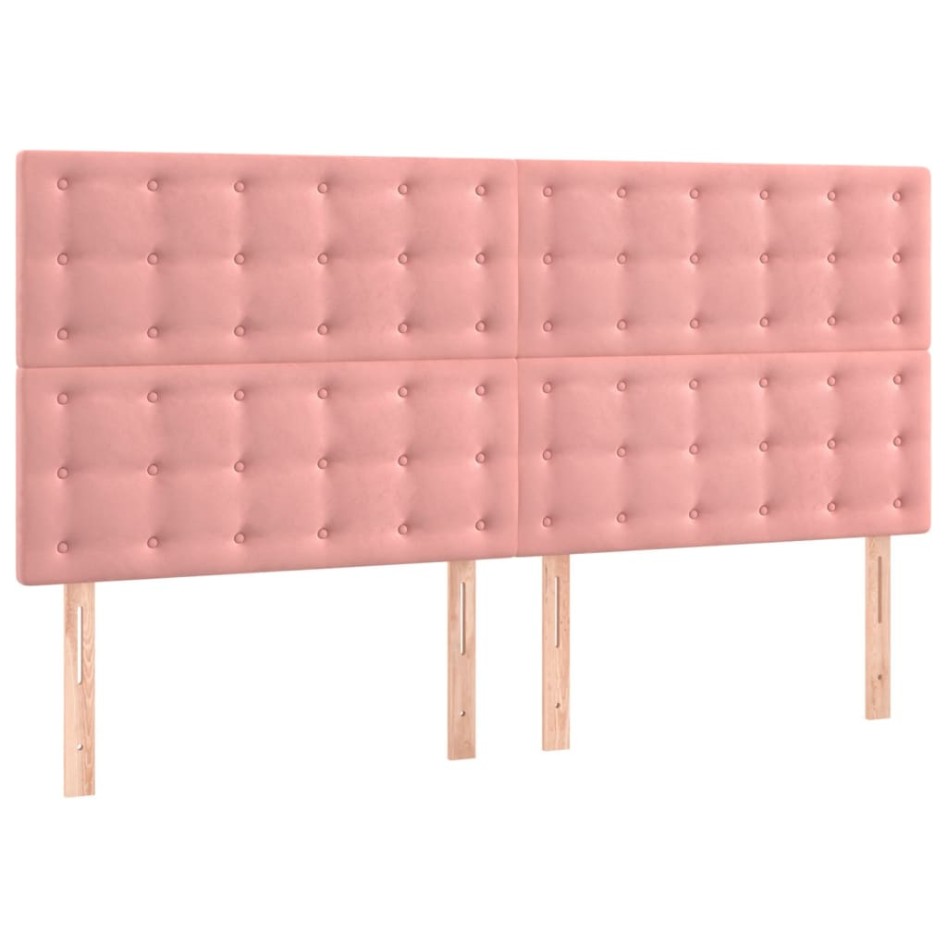 Estructura de cama sin colchón terciopelo rosa 140x190