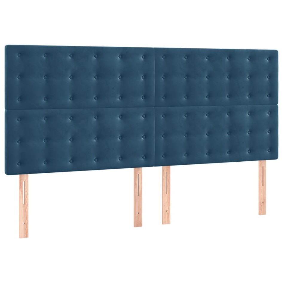 Estructura de cama sin colchón terciopelo azul oscuro