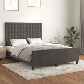 Estructura de cama sin colchón terciopelo gris oscuro