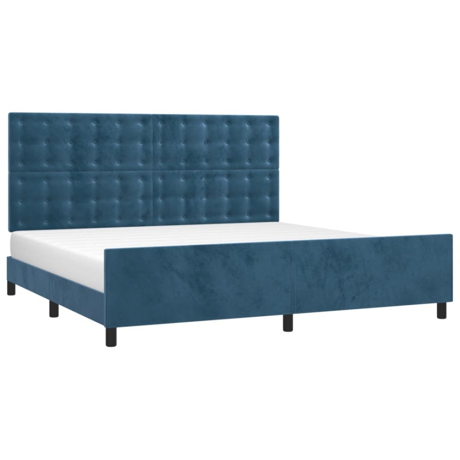 Estructura cama sin colchón terciopelo azul oscuro 200x200