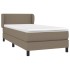 Cama box spring con colchón tela gris taupe 90x190